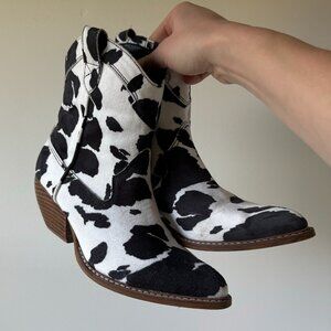 DRESSED IN LALA Live Loud Cow Print Western Booties